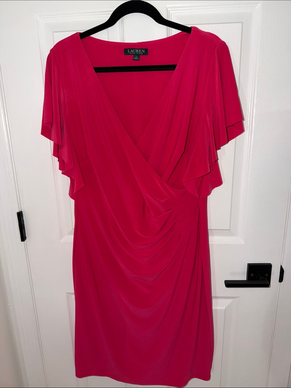 Lauren Ralph Lauren Hot Pink Draped Midi Dress